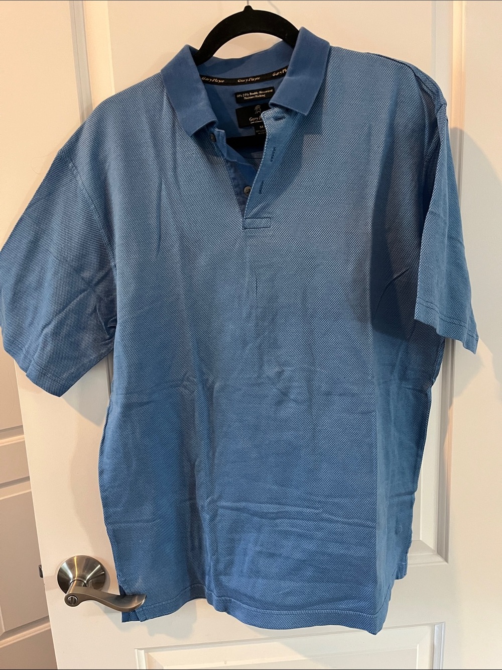 Gary Player men's M polo shirt in textured herringbone pattern
